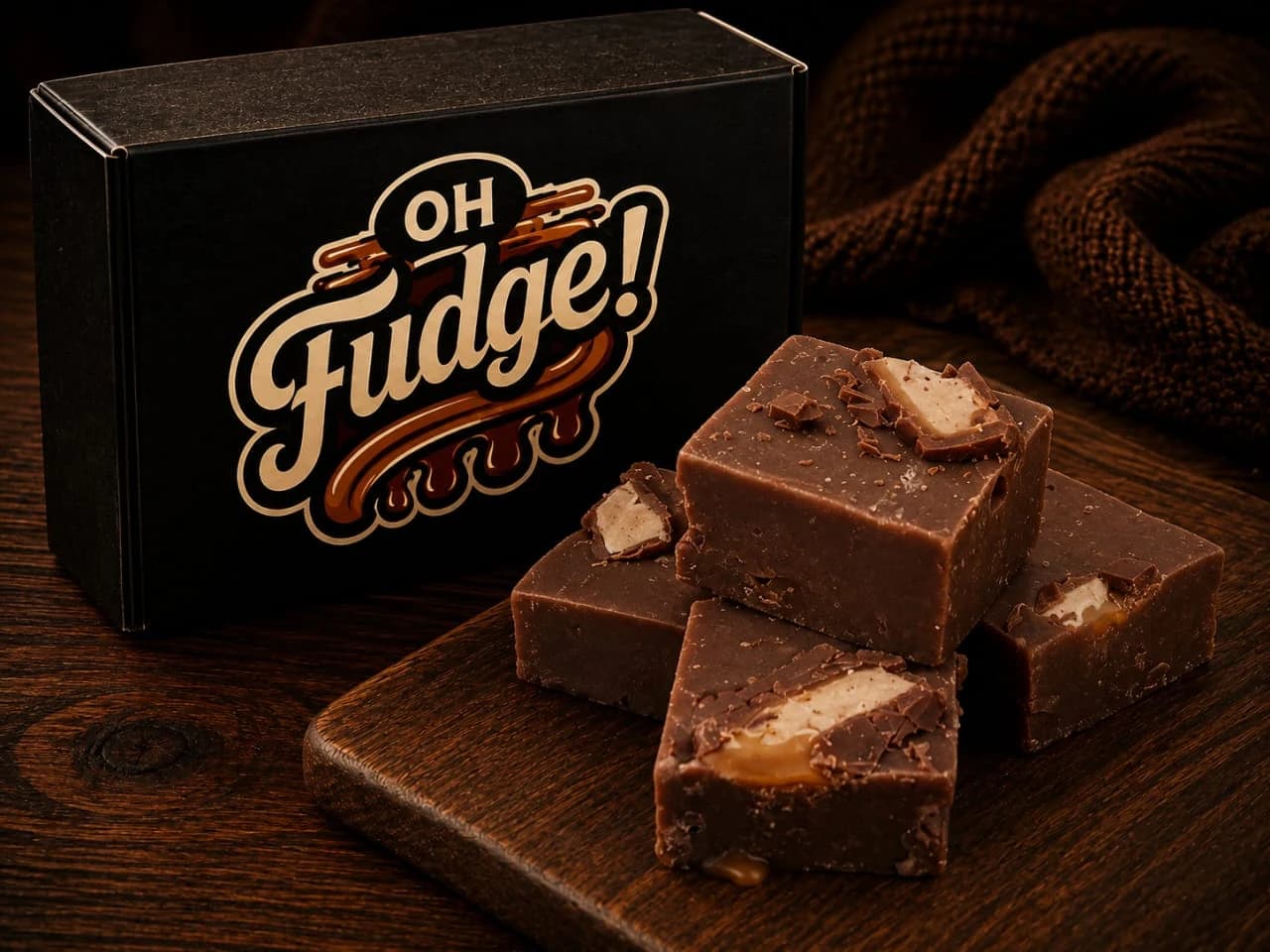 Chocolate Caramel Crunch handmade fudge